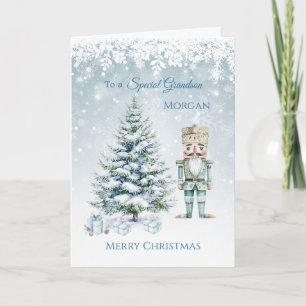 Tarjeta de copos de nieve Blue Nutcracker del Árbo