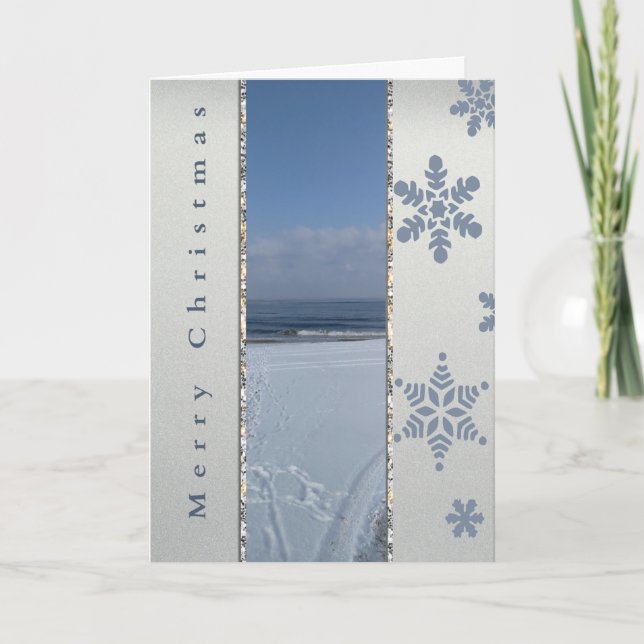 Tarjeta de copos de nieve de Feliz Navidad (Anverso)