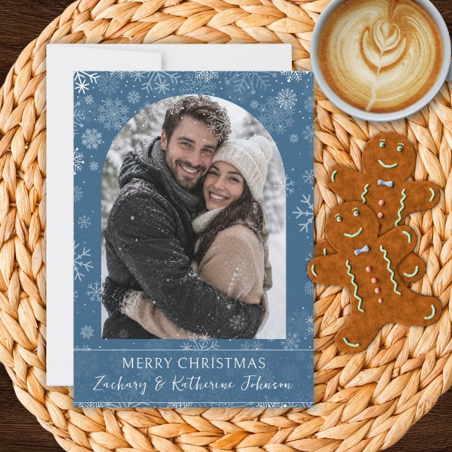 Tarjeta de copos de nieve de Navidad con foto pers (Subido por el creador)