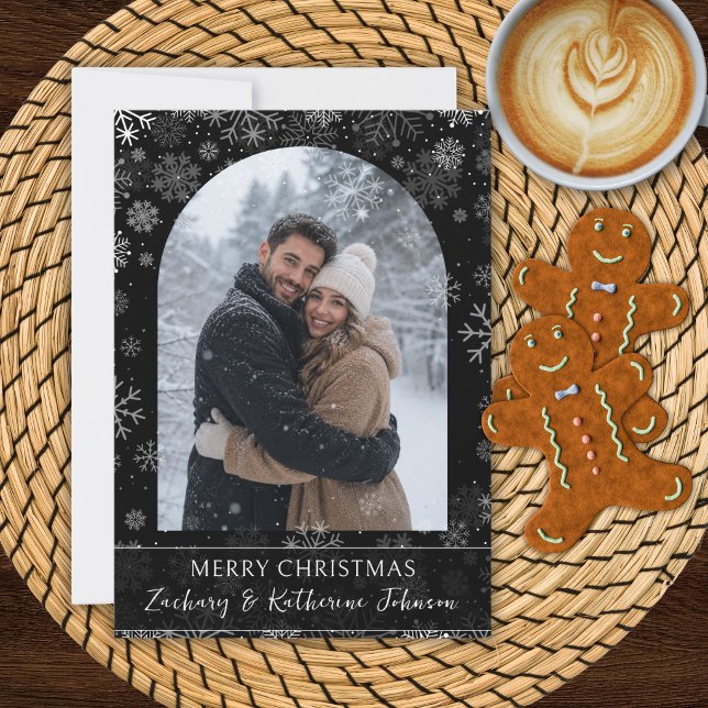 Tarjeta de copos de nieve de Navidad con foto pers (Subido por el creador)