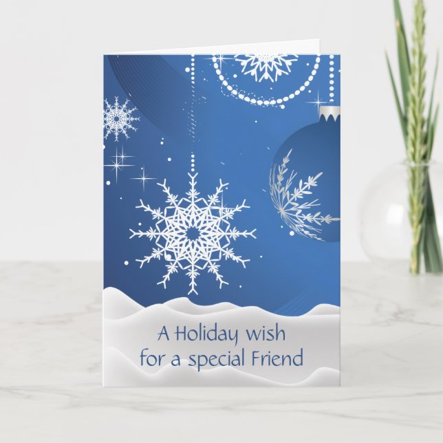 Tarjeta de copos de nieve de Navidad para amigo es (Anverso)