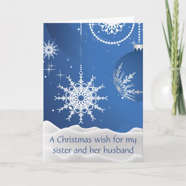 Tarjeta de copos de nieve de Navidad para hermana  (Anverso)