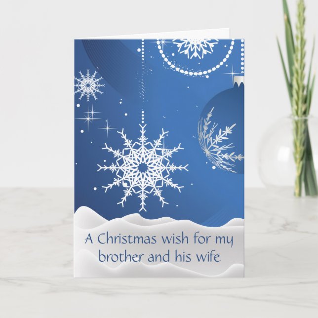 Tarjeta de copos de nieve de Navidad para hermano  (Anverso)