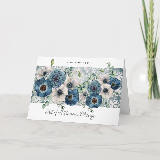 Tarjeta de Coppies Azules, Wintery Hanukkah o Navi (Anverso)