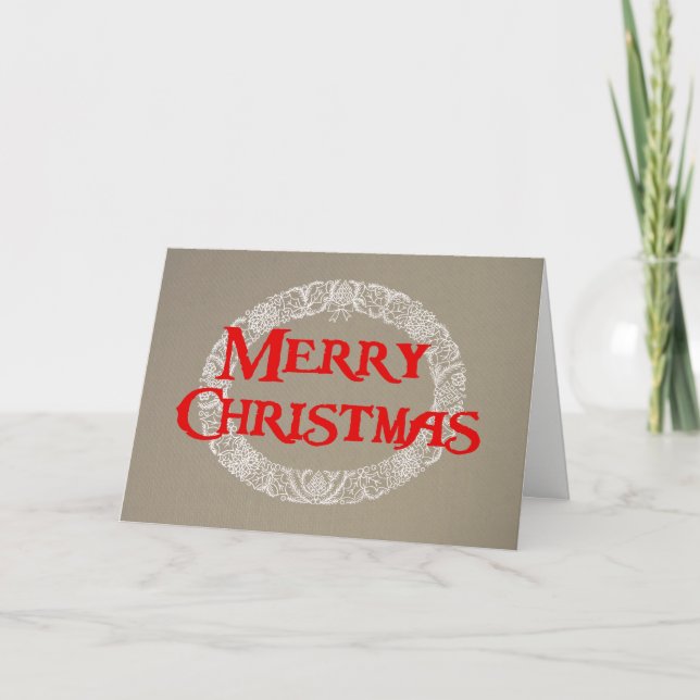 Tarjeta de coraje blanca y roja en burlap (Anverso)