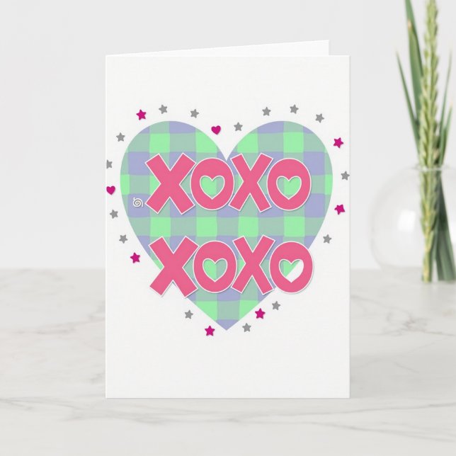Tarjeta de corazón a cuadros Sweet Xoxo (Anverso)