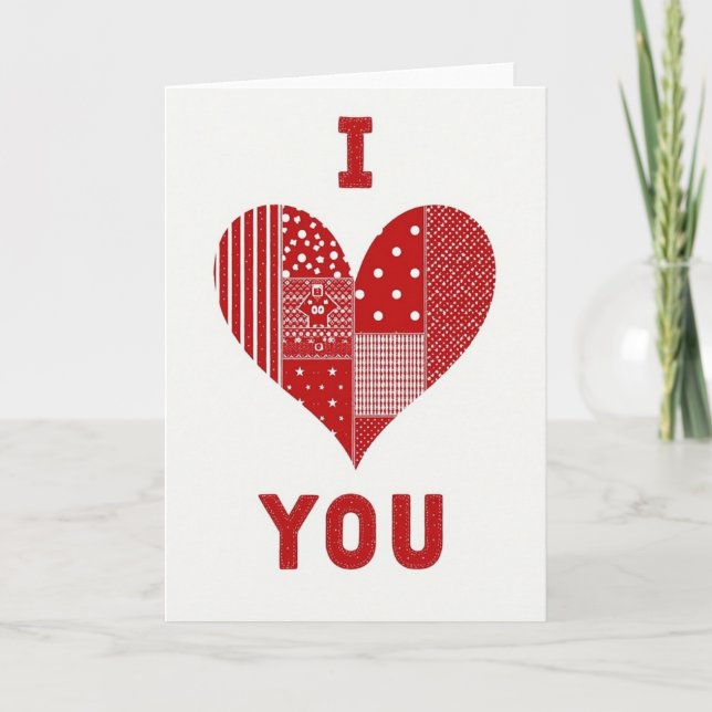 Tarjeta de corazón acolchado 'Te amo' (Anverso)