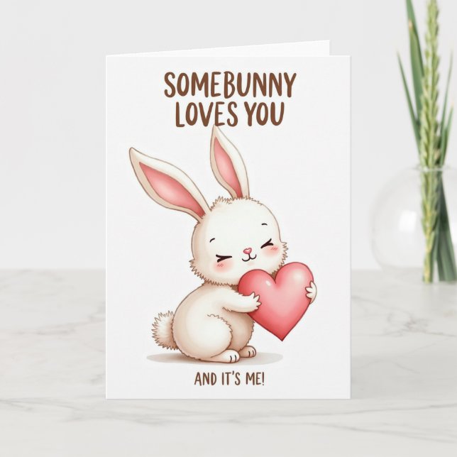 Tarjeta de Corazón Alguien Conejito Te Ama (Anverso)