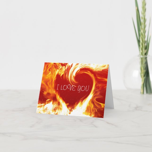 Tarjeta de Corazón Ardiente Te Amo (Anverso)