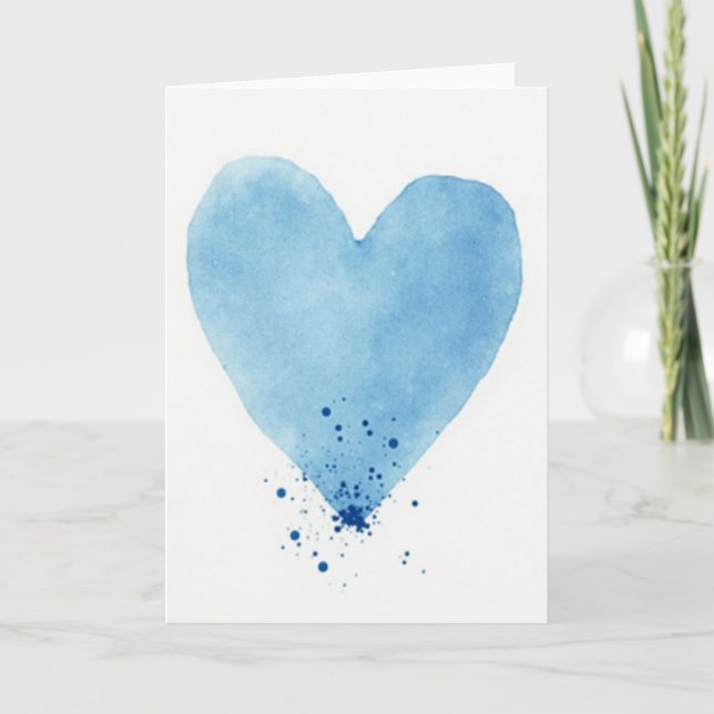 Tarjeta de corazón azul acuarela (Anverso)
