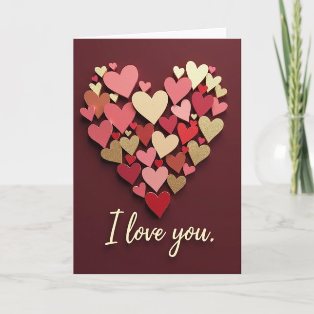 Tarjeta de Corazón Brillante de San Valentín (Anverso)