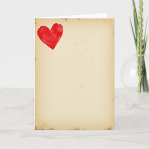 Tarjeta de Corazón con Acuarela Vintage