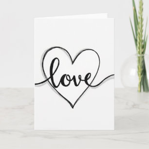Tarjeta de Corazón con Caligrafía de Amor