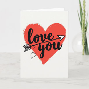 Tarjeta de corazón con flecha de Simple Love You