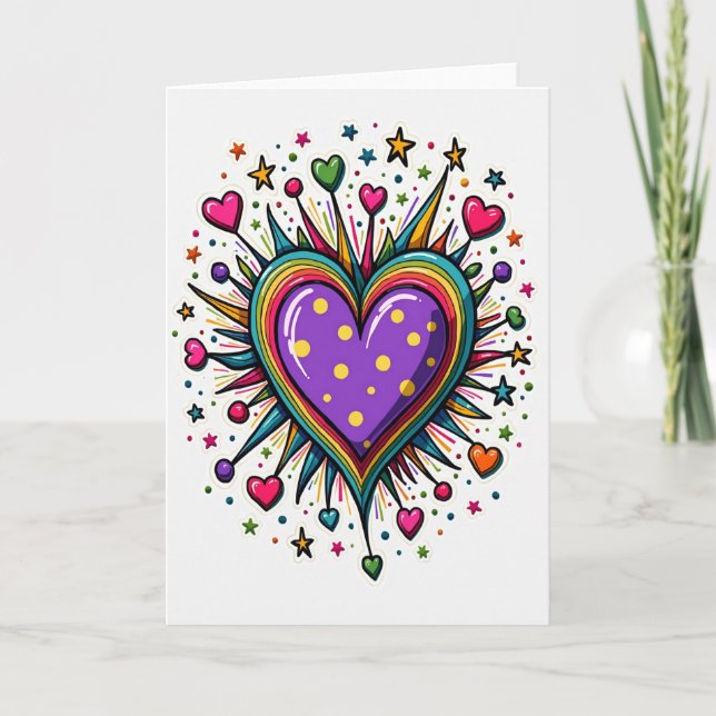 Tarjeta de corazón con lunares alegres (Anverso)