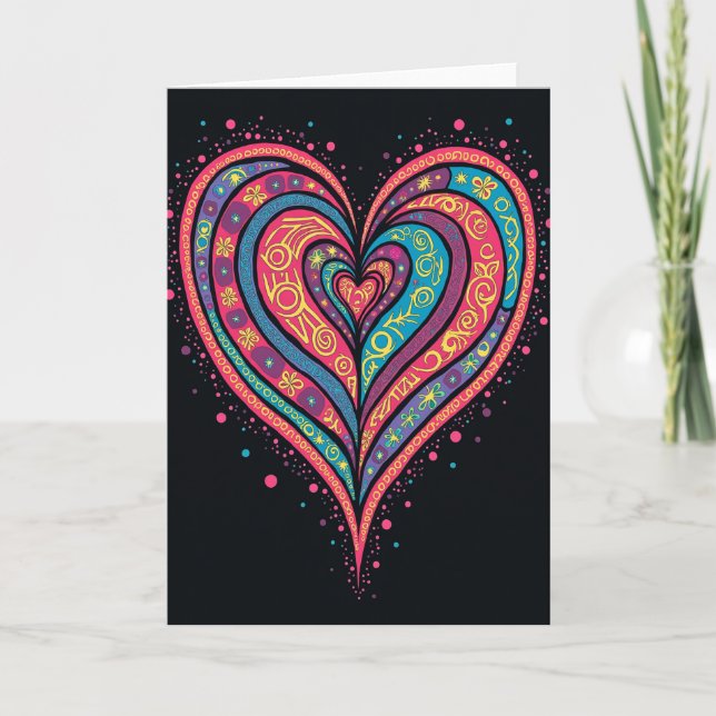 Tarjeta de corazón con patrón simple (Anverso)