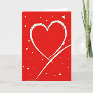 Tarjeta de Corazón con Pincel Minimalista