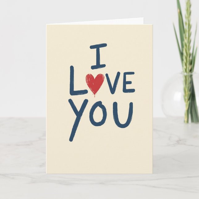 Tarjeta de corazón con pincelada 'Te quiero' (Anverso)