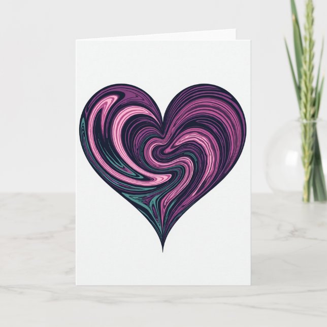 Tarjeta de Corazón con Remolino Simple (Anverso)