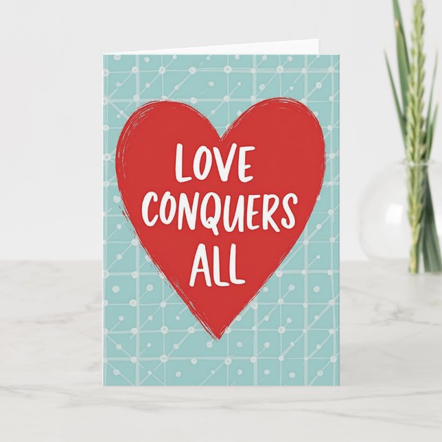 Tarjeta de Corazón Conquistador de Amor (Anverso)