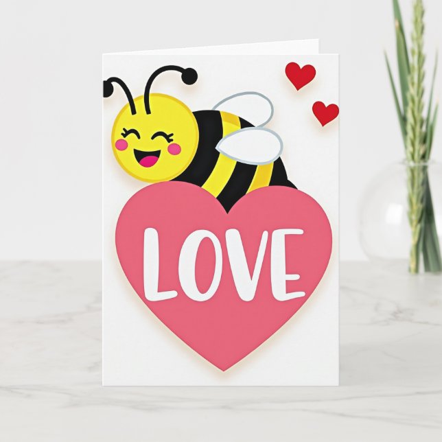 Tarjeta de corazón de abeja de amor (Anverso)