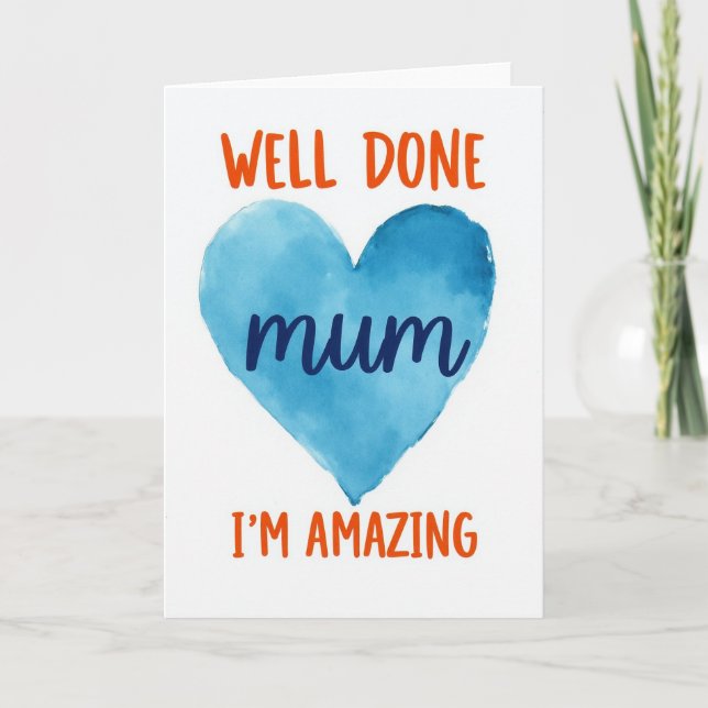 Tarjeta de corazón de acuarela de mamá increíble (Anverso)