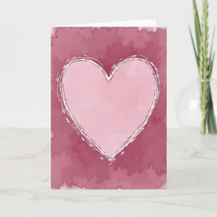 Tarjeta de corazón de acuarela rosa