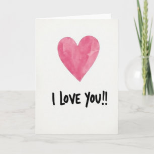 Tarjeta de Corazón de Acuarela Rosa Te Amo