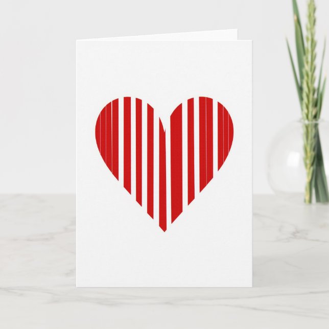 Tarjeta de corazón de amor con rayas rojas (Anverso)