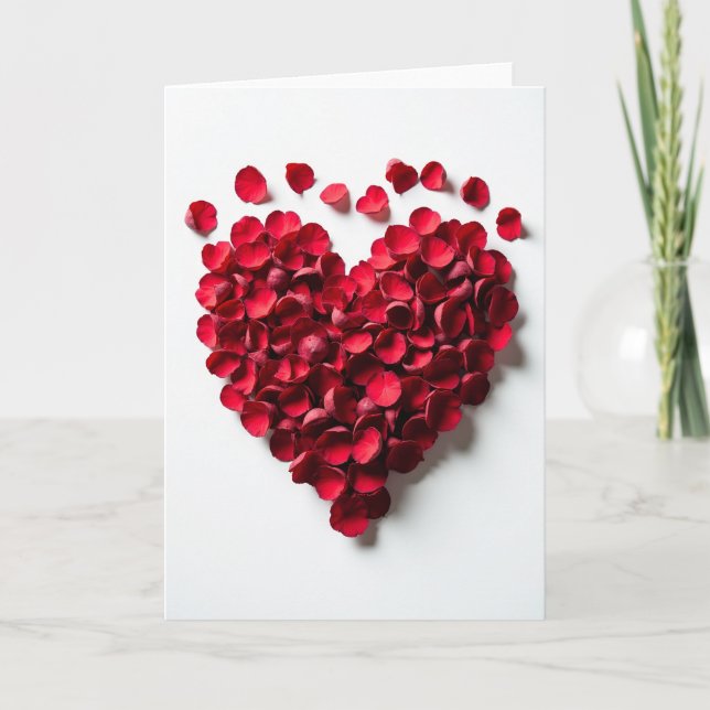 Tarjeta de Corazón de Amor con Rosa Roja (Anverso)