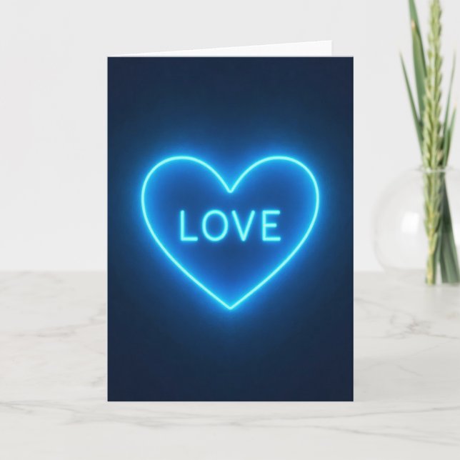 Tarjeta de Corazón de Amor de Neón (Anverso)