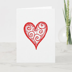Tarjeta de corazón de amor dibujada a mano