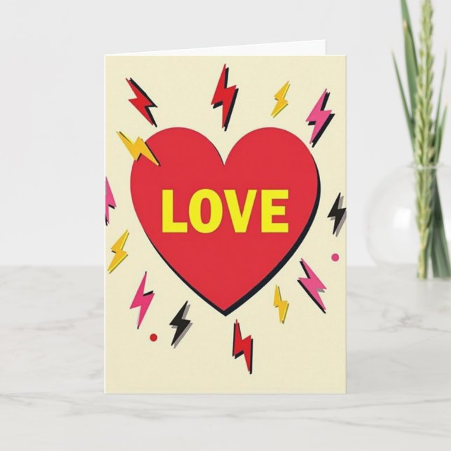 Tarjeta de Corazón de Amor Eléctrico (Anverso)