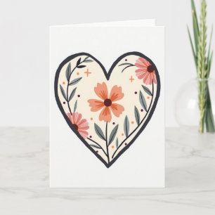 Tarjeta de Corazón de Amor Floral Simple
