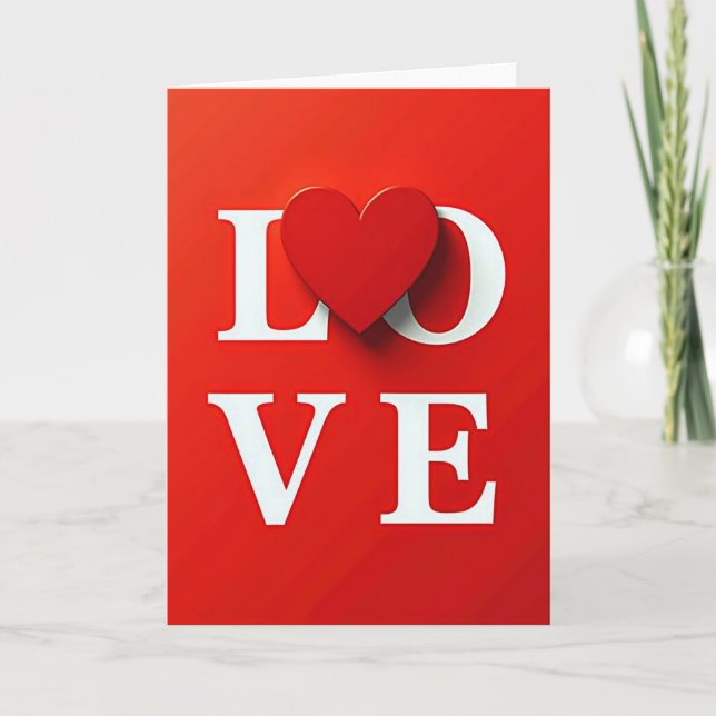 Tarjeta de Corazón de Amor Rojo (Anverso)