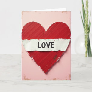 Tarjeta de Corazón de Amor Rústico Rojo