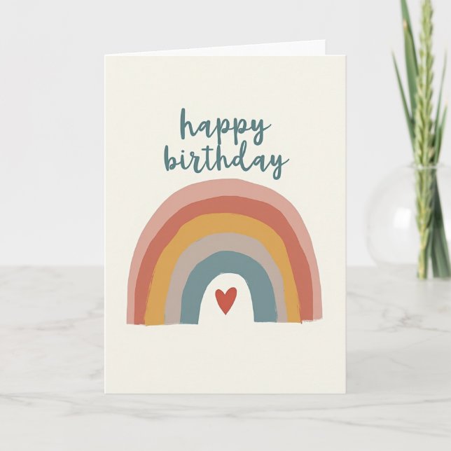 Tarjeta de corazón de arcoíris alegre (Anverso)