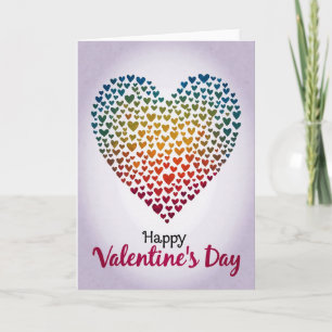 Tarjeta de corazón de arcoíris del día de San Vale