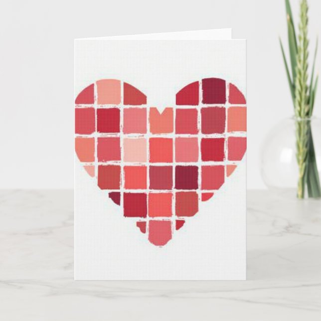 Tarjeta de Corazón de Baldosas Simple (Anverso)