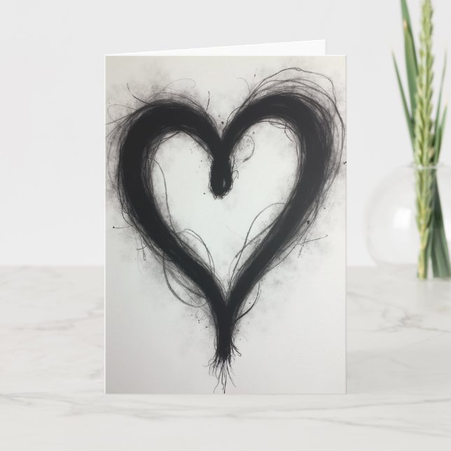 Tarjeta de Corazón de Boceto Simple (Anverso)