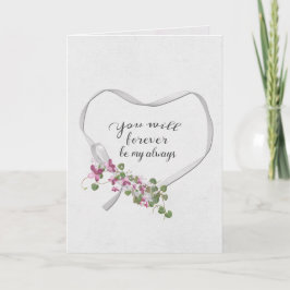 Tarjeta de corazón de cinta con ramo de hiedra