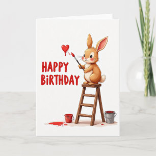 Tarjeta de corazón de conejo caprichoso