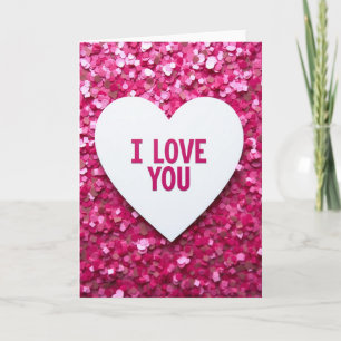 Tarjeta de Corazón de Confeti 'Te Amo'