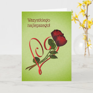 Tarjeta de corazón de cumpleaños polaco Sto Lat Re