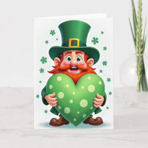 Tarjeta de corazón de duende de dibujos animados