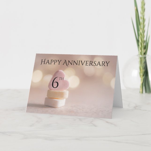 Tarjeta de Corazón de Dulce de Aniversario 6 (Anverso)