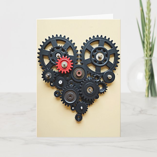 Tarjeta de corazón de engranajes simples (Anverso)