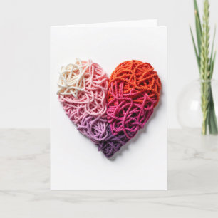 Tarjeta de Corazón de Estambre Simple