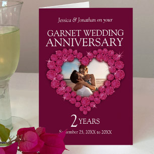 Tarjeta de corazón de foto del segundo aniversario