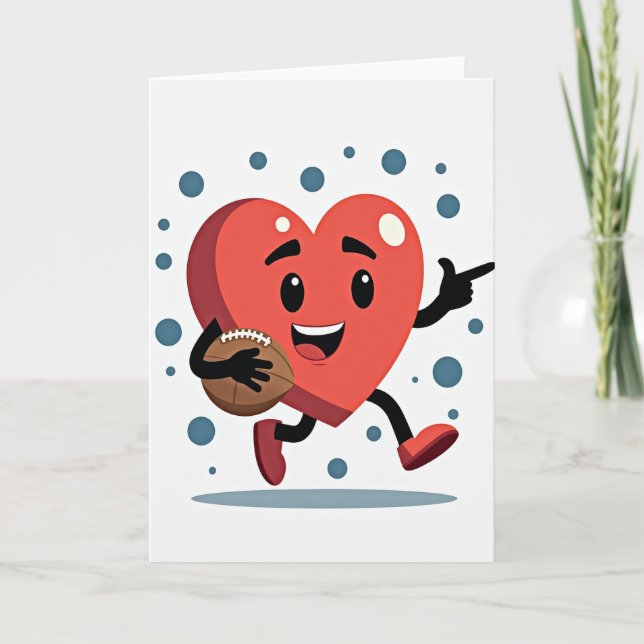 Tarjeta de corazón de fútbol feliz (Anverso)